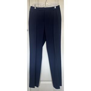 Lafayette 148 New York Clinton Navy Blue Wool Blend Straight Leg Pants Size 4